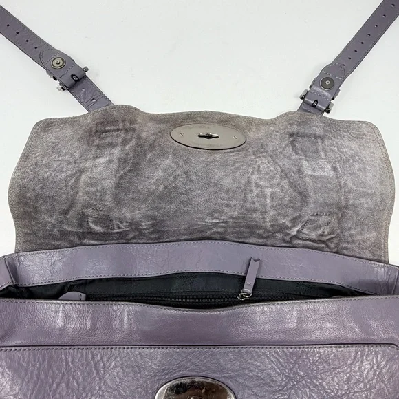 Mulberry Alexa Regular Slate Gray Lilac Leather Gunmetal Authenticated COA - Picture 13 of 16